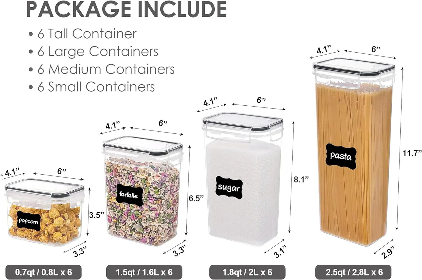 Food Storage Airtight Containers with Lids 24 pcs