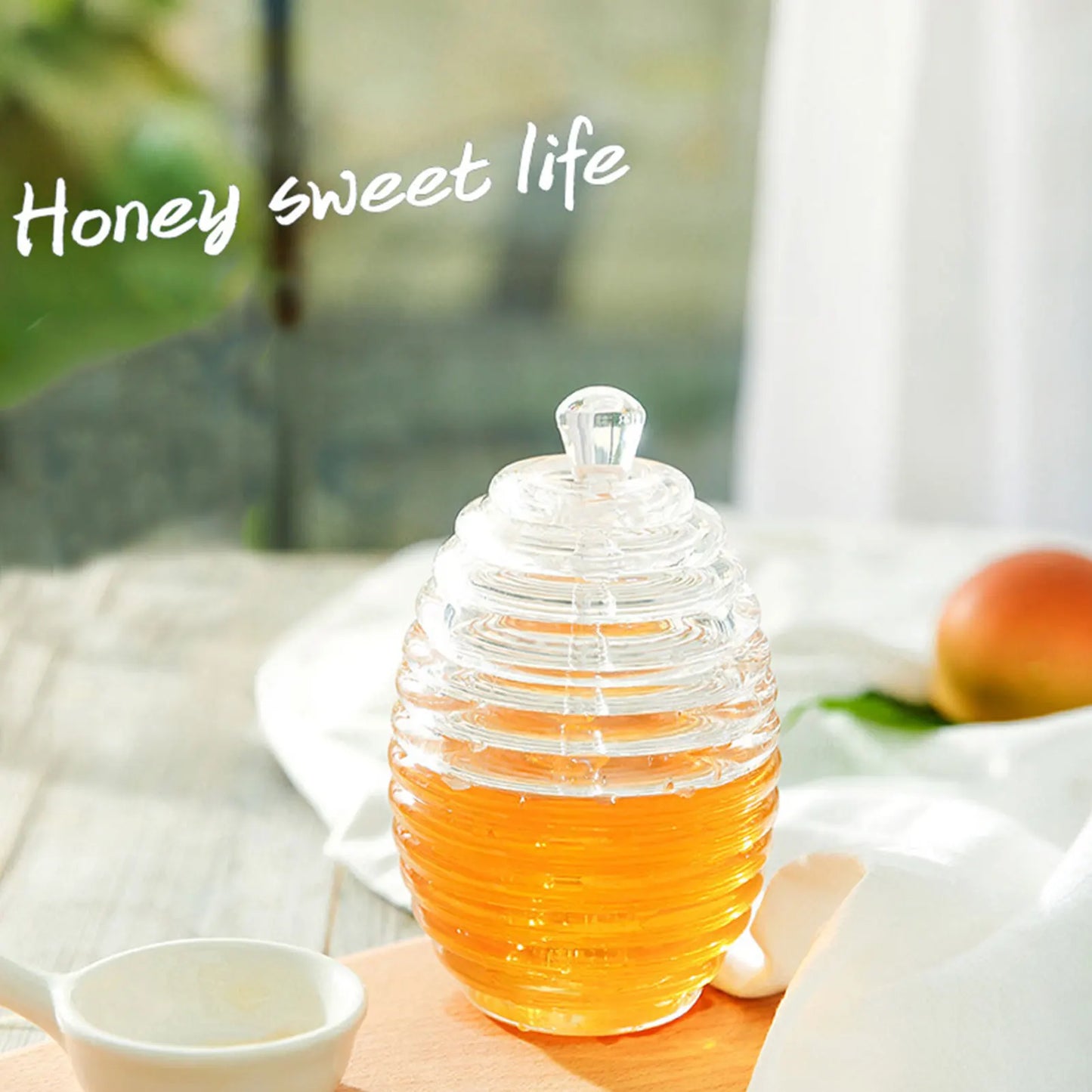 Glass Honey Dispenser 9oz Beehive Honey Pot